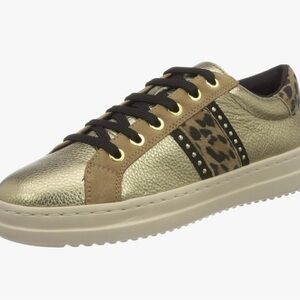 Geox Gold Leopard Women's Sneakers 7 New